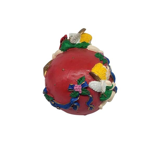 Vintage Beautiful Angels Watching Over Baby Jesus In Manger Christmas Ornament - Picture 4 of 6